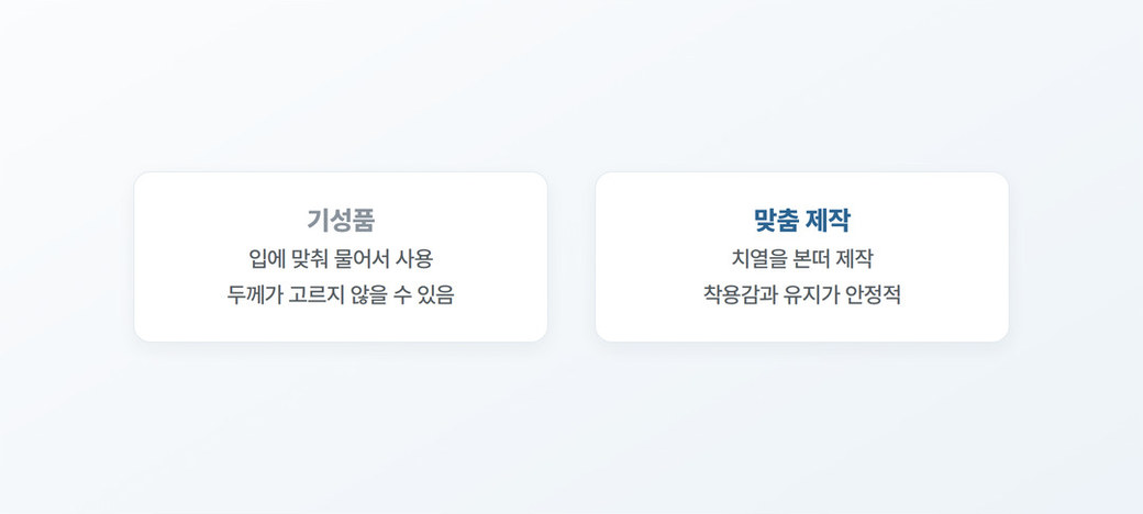 기성 마우스가드와 맞춤 마우스가드 비교
